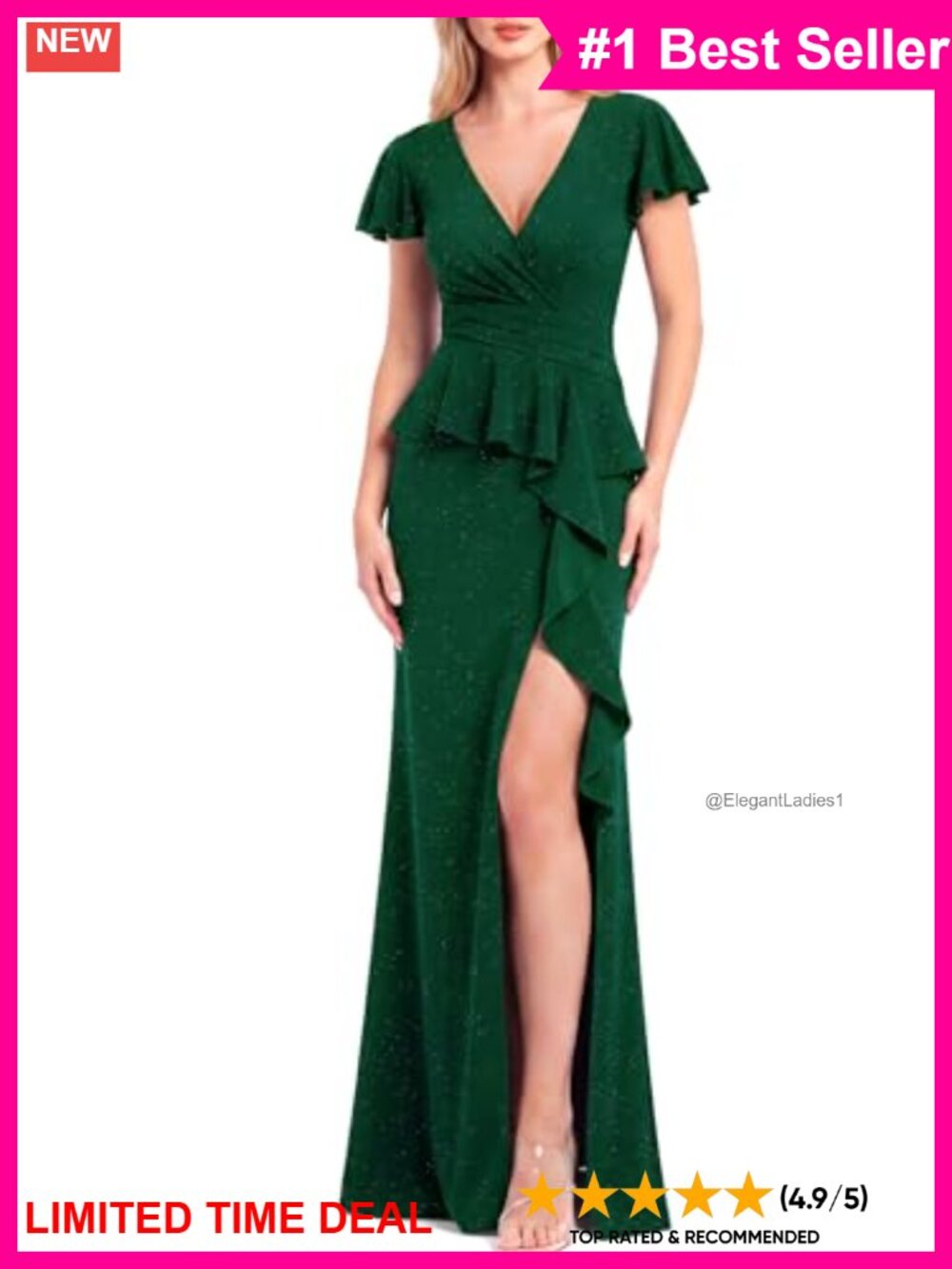 VFSHOW Womens Peplum Ruffle Maxi Dress Formal Prom Gala Evening Gown
